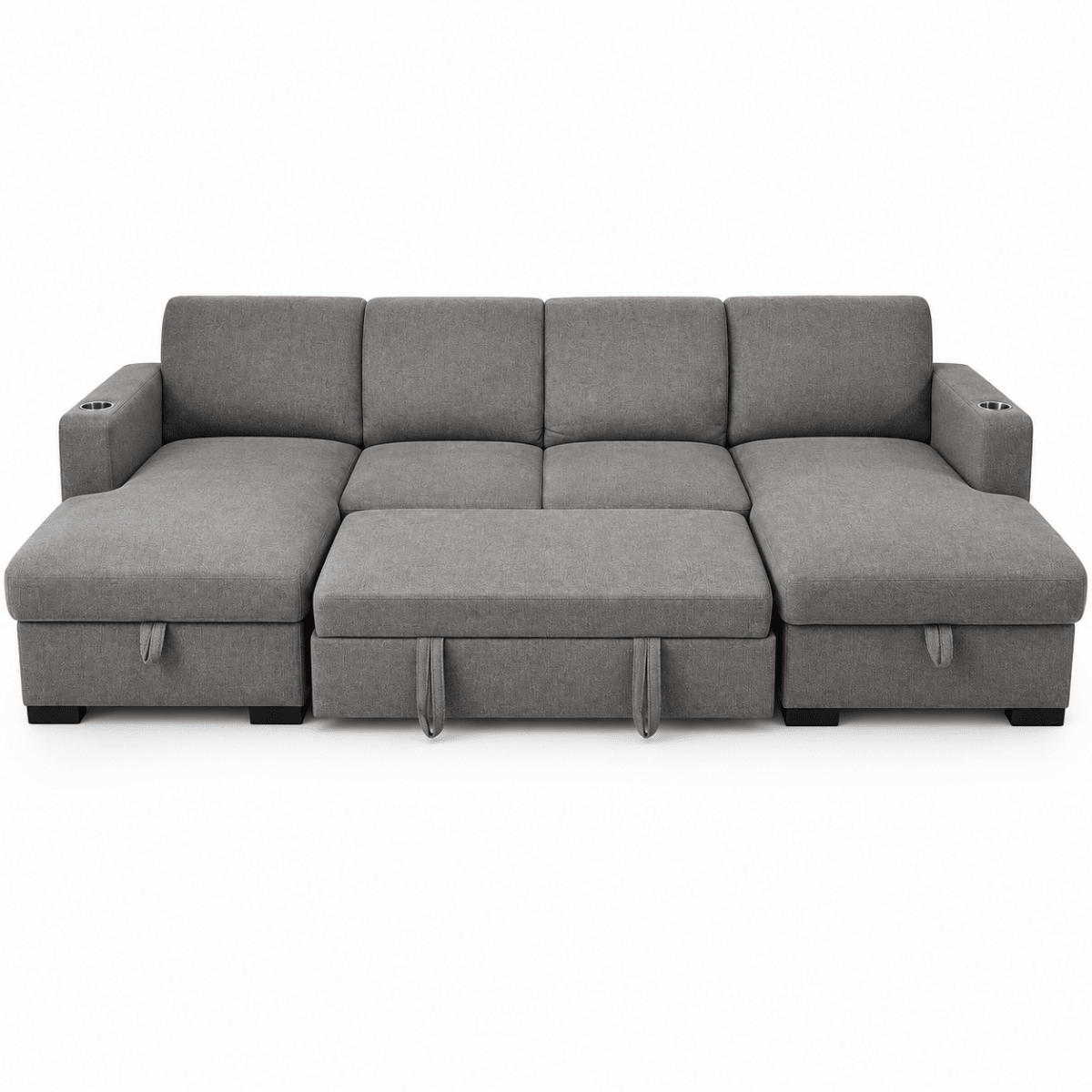 Home Centre Magnolia 4-Seater U-Shaped Corner Sofa Bed with Storage – Brown - Al Thahani Furniture