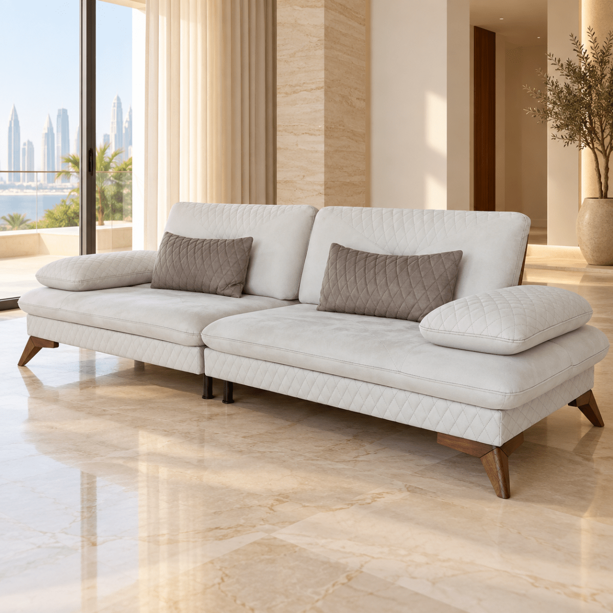 Home Centre Marielle 6-Seater Sofa Set (3+3) – Cream White - Al Thahani Furniture