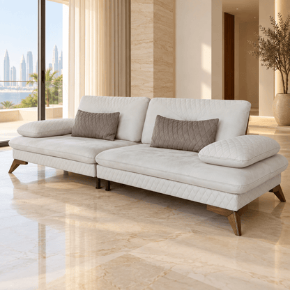 Home Centre Marielle 6-Seater Sofa Set (3+3) – Cream White - Al Thahani Furniture