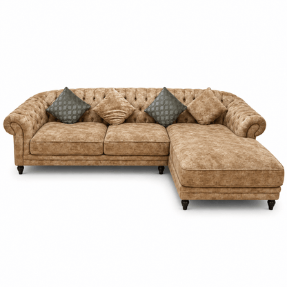 Home Centre Minotti Fabric 3-Seater Sofa with Right-Side Chaise – Beige - Al Thahani Furniture