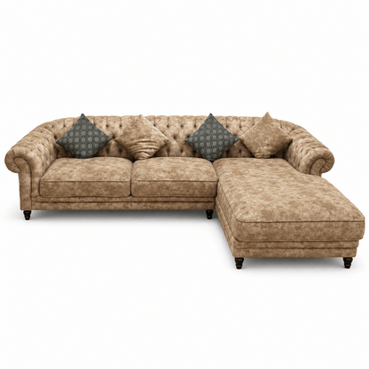 Home Centre Minotti Fabric 3-Seater Sofa with Right-Side Chaise – Beige - Al Thahani Furniture