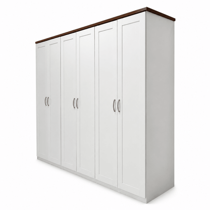 Home Centre Modern 6-Door Wardrobe – White & Dark Brown - Al Thahani Furniture