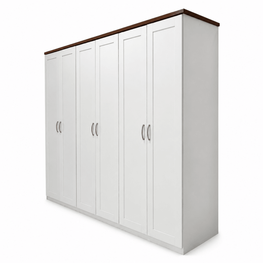 Home Centre Modern 6-Door Wardrobe – White & Dark Brown - Al Thahani Furniture