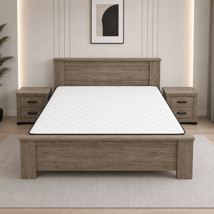 Home Centre Modern King Bed Set | Grey Wood, 180x200 cm - used 8 months - Al Thahani Furniture