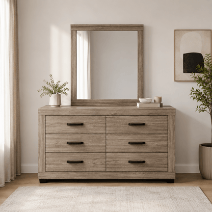 Home Centre Modern King Bed Set | Grey Wood, 180x200 cm - used 8 months - Al Thahani Furniture