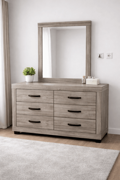 Home Centre Modern King Bedroom Set – Grey Wood Finish – Complete Matching Suite – King Size (180x200 cm) - althahanifurniture