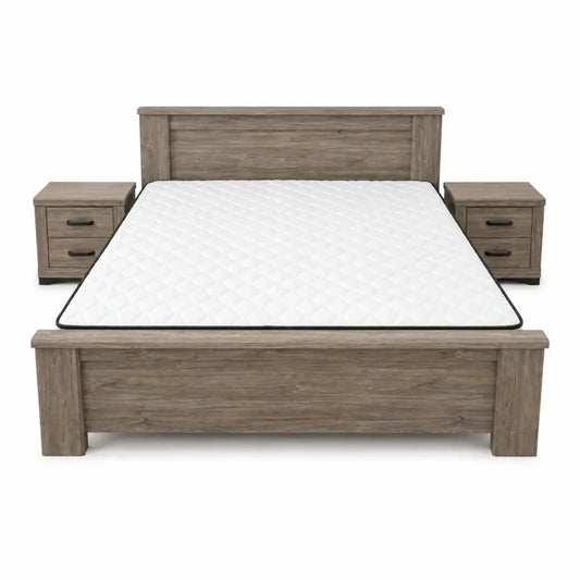 Home Centre Modern King Bedroom Set without Mattress | Grey Wood Finish - used 8 months - Al Thahani Furniture