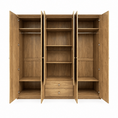 Home Centre Nazario 6-Door Mirrored Wardrobe with 2 Drawers – Grey Oak - Al Thahani Furniture
