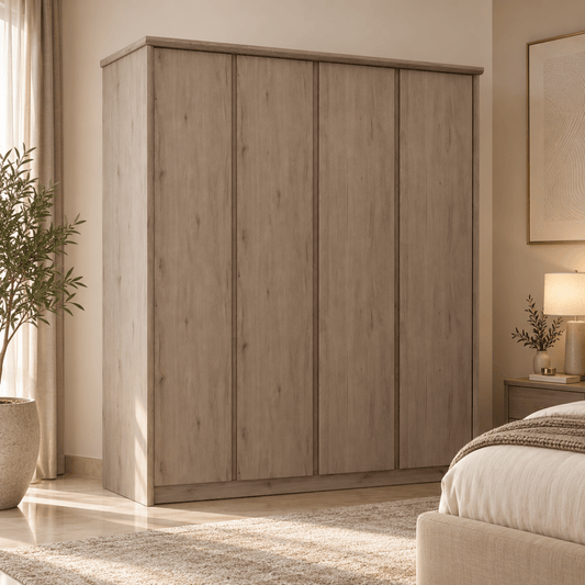 Home Centre Neptune 4-Door Wardrobe with 2 Drawers – Natural Oak – 175.6 × 58.5 × 210 cm - Al Thahani Furniture