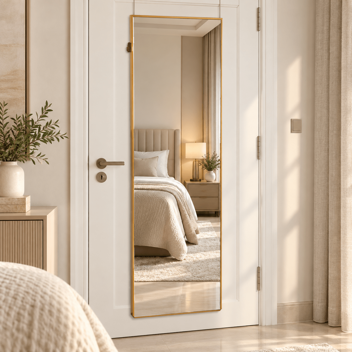 Home Centre Olgana Over-the-Door Full-Length Mirror – 32 × 122 cm – Gold - Al Thahani Furniture