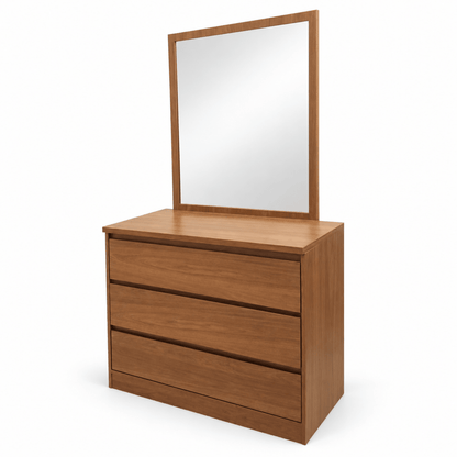 Home Centre Queen Bed with Mattress &amp; 3-Drawer Dressing Table with Mirror – 160 × 200 cm – Natural Brown - Al Thahani Furniture
