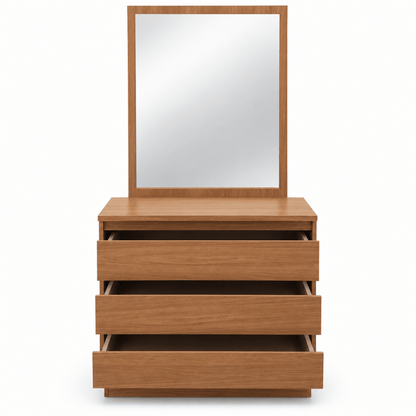Home Centre Queen Bed with Mattress &amp; 3-Drawer Dressing Table with Mirror – 160 × 200 cm – Natural Brown - Al Thahani Furniture