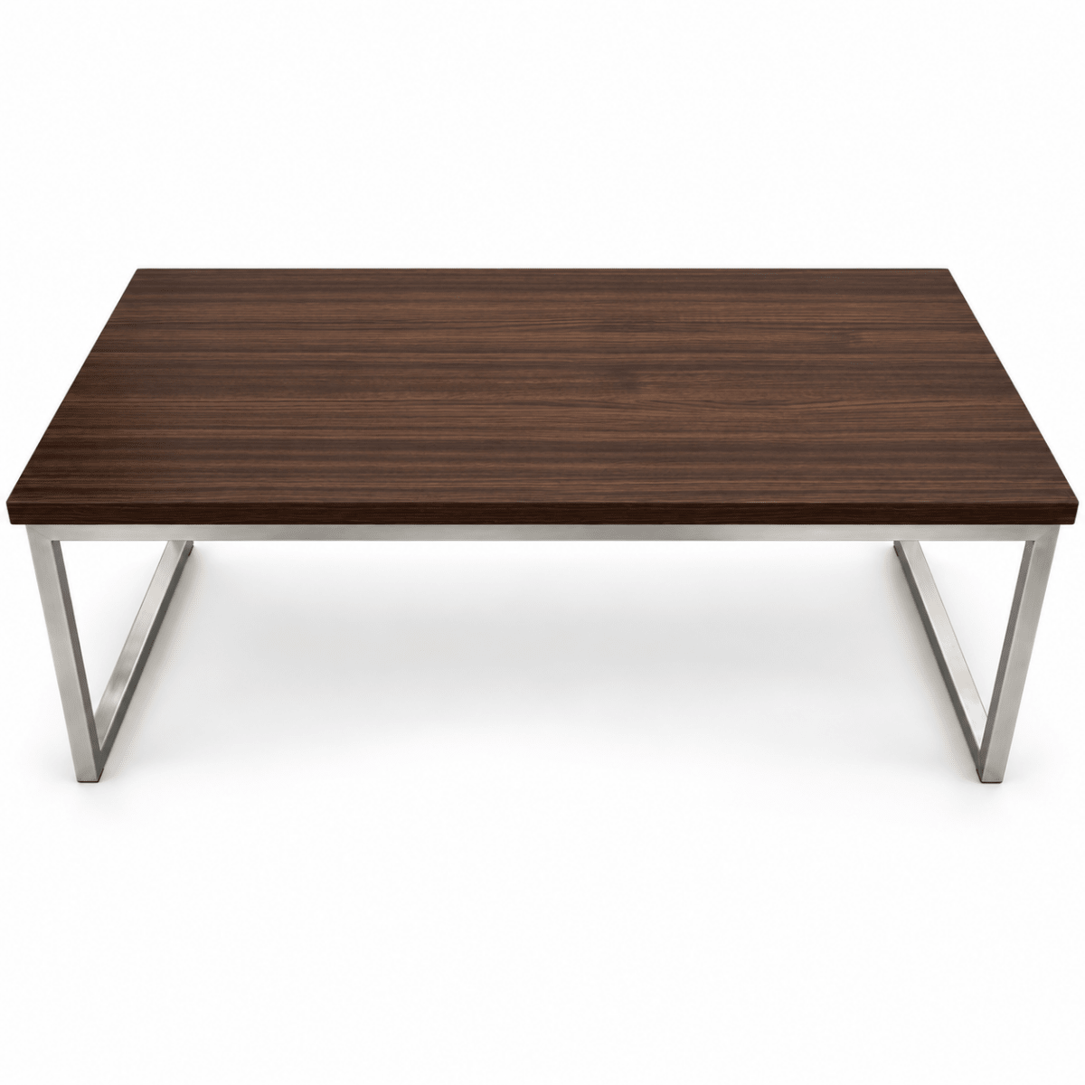Home Centre Rectangular Coffee Table with Silver Metal Sled Legs – Dark Walnut – 120 × 60 × 45 cm - Al Thahani Furniture
