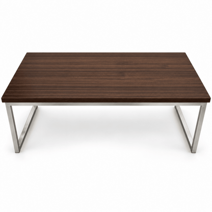 Home Centre Rectangular Coffee Table with Silver Metal Sled Legs – Dark Walnut – 120 × 60 × 45 cm - Al Thahani Furniture