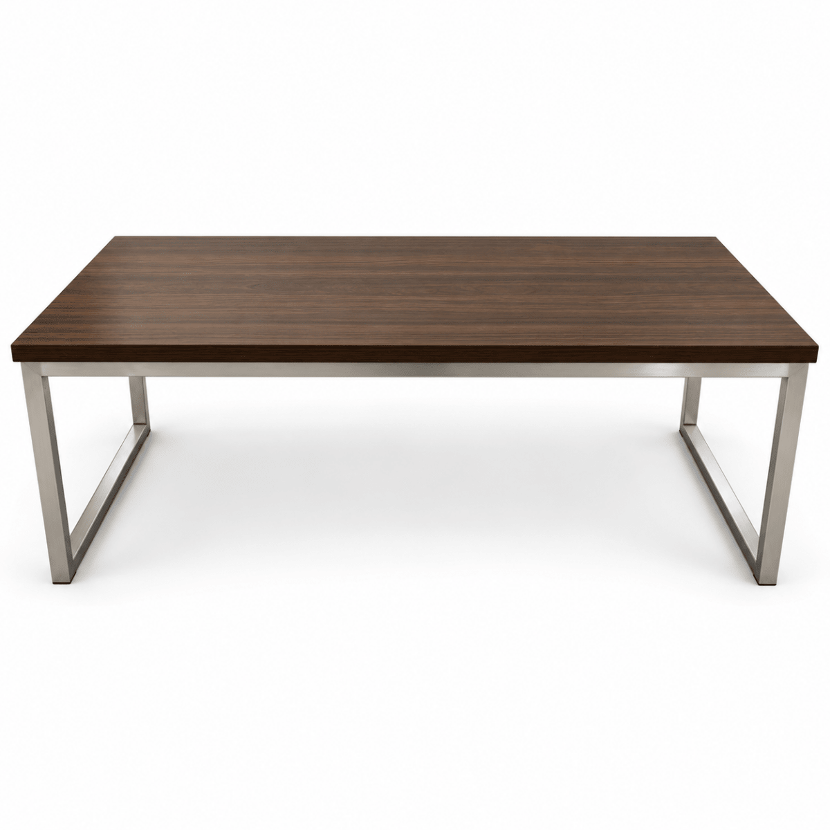 Home Centre Rectangular Coffee Table with Silver Metal Sled Legs – Dark Walnut – 120 × 60 × 45 cm - Al Thahani Furniture