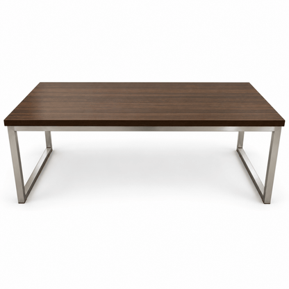 Home Centre Rectangular Coffee Table with Silver Metal Sled Legs – Dark Walnut – 120 × 60 × 45 cm - Al Thahani Furniture