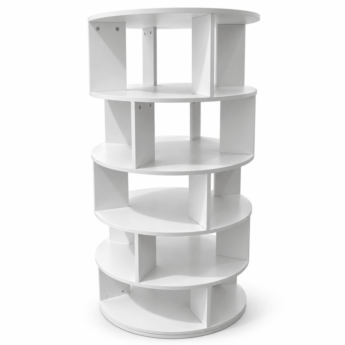 Home Centre Round Rotating Bookcase – White – 60 × 60 × 125.3 cm - Al Thahani Furniture