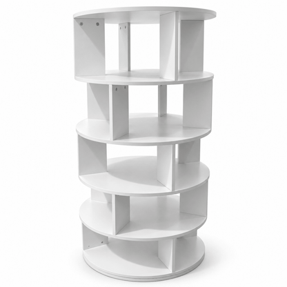Home Centre Round Rotating Bookcase – White – 60 × 60 × 125.3 cm - Al Thahani Furniture
