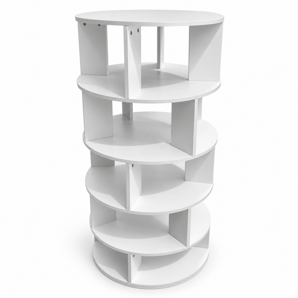 Home Centre Round Rotating Bookcase – White – 60 × 60 × 125.3 cm - Al Thahani Furniture
