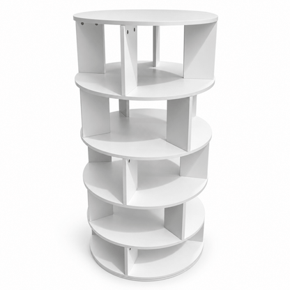 Home Centre Round Rotating Bookcase – White – 60 × 60 × 125.3 cm - Al Thahani Furniture