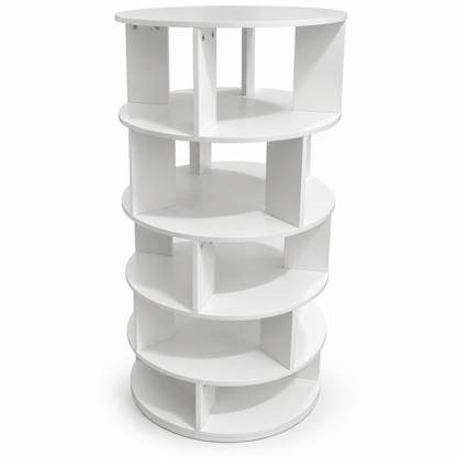 Home Centre Round Rotating Bookcase – White – 60 × 60 × 125.3 cm - Al Thahani Furniture