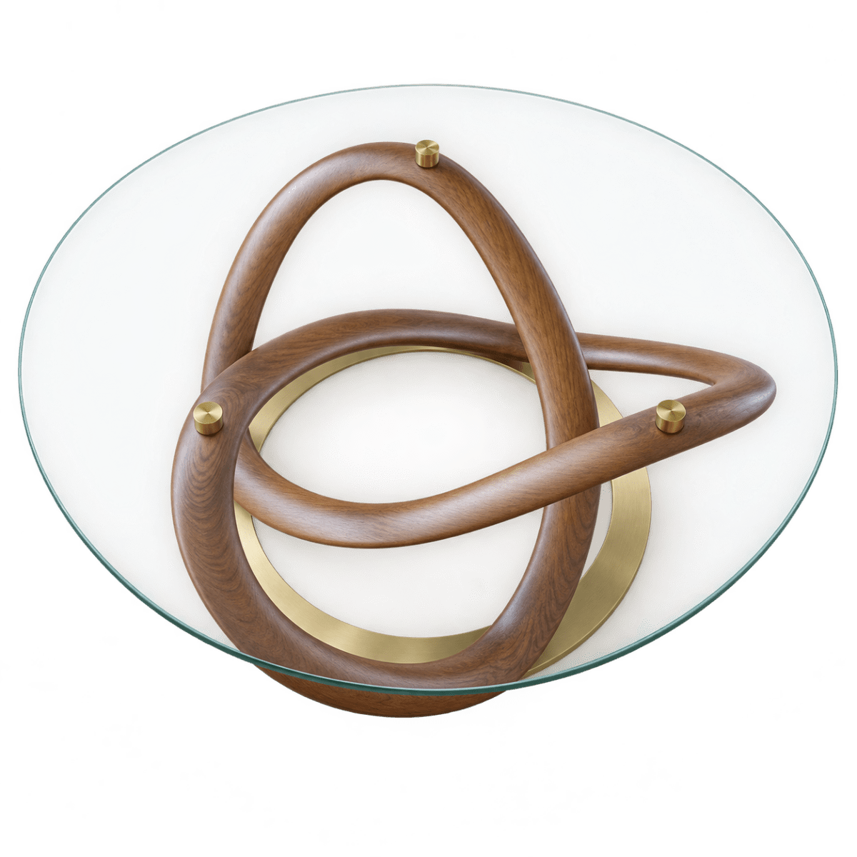 Home Centre Sculptura 2-Piece Round Glass Coffee & Side Table Set – 90 cm & 50 cm – Brown and Gold - Al Thahani Furniture