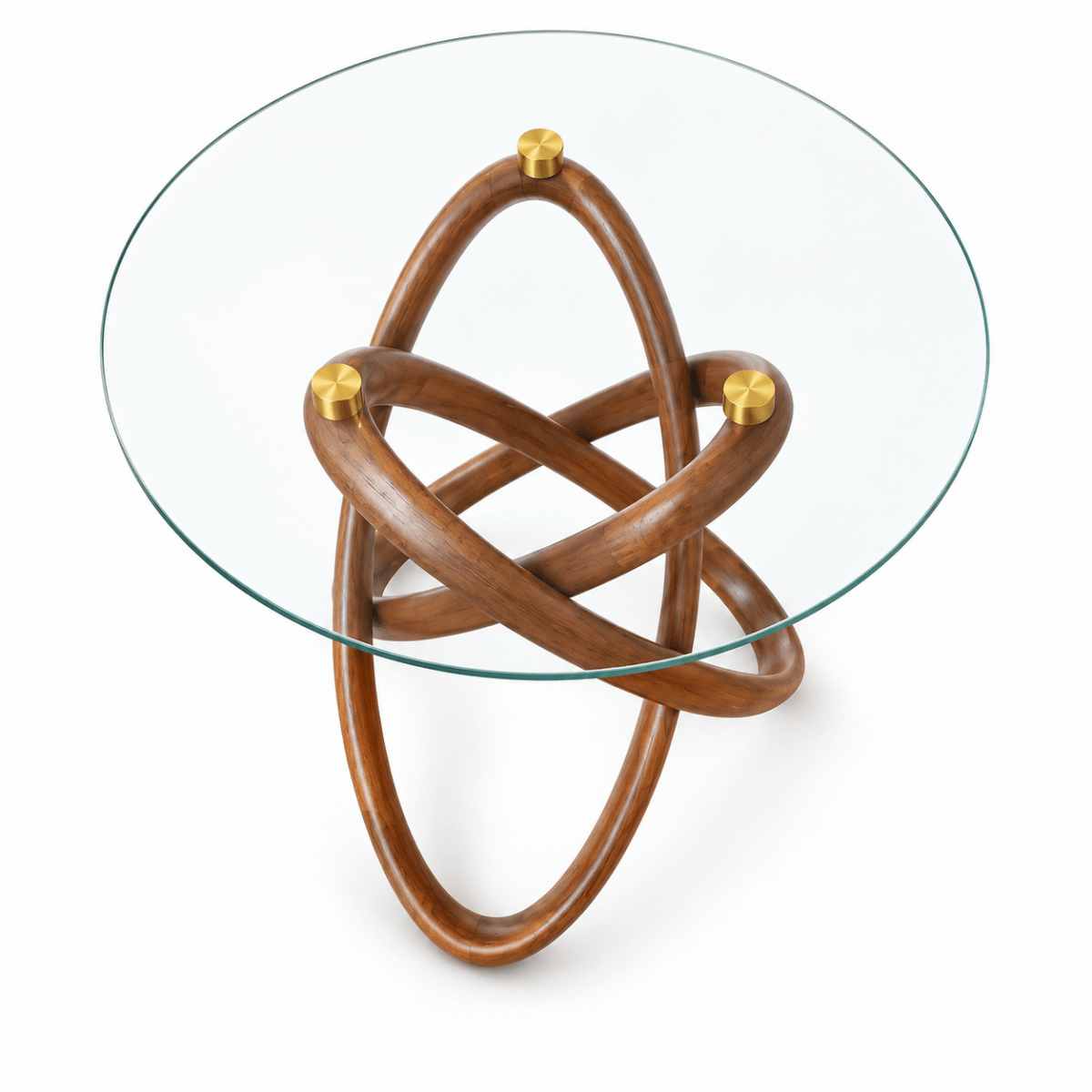 Home Centre Sculptura 2-Piece Round Glass Coffee & Side Table Set – 90 cm & 50 cm – Brown and Gold - Al Thahani Furniture