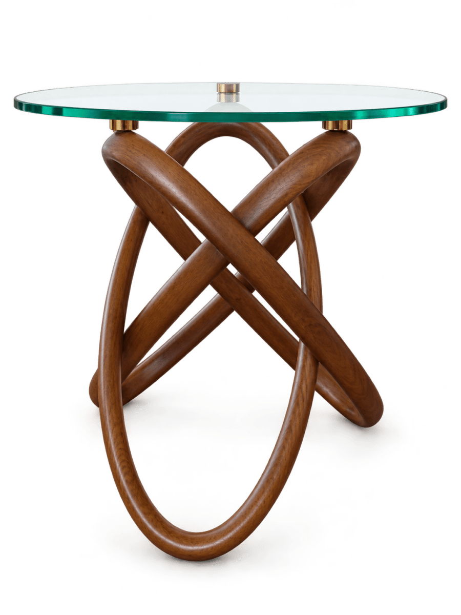 Home Centre Sculptura 2-Piece Round Glass Coffee & Side Table Set – 90 cm & 50 cm – Brown and Gold - Al Thahani Furniture