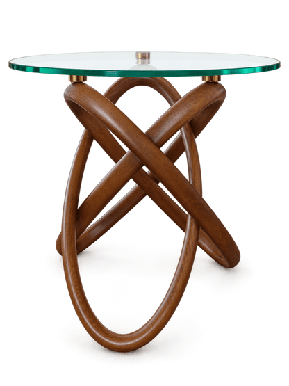 Home Centre Sculptura 2-Piece Round Glass Coffee & Side Table Set – 90 cm & 50 cm – Brown and Gold - Al Thahani Furniture