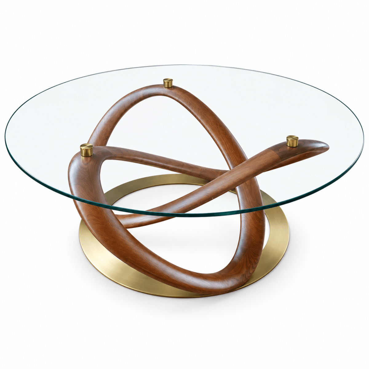 Home Centre Sculptura 2-Piece Round Glass Coffee & Side Table Set – 90 cm & 50 cm – Brown and Gold - Al Thahani Furniture