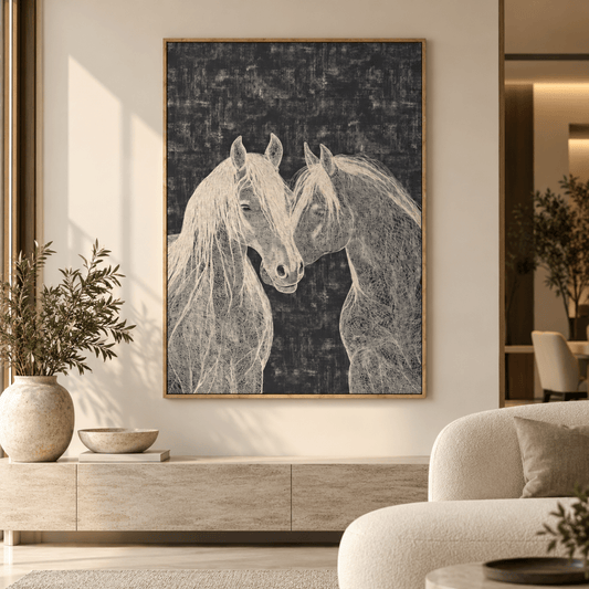 Home Centre Serene Framed Canvas Wall Art – Two Horses – 82 × 122 cm - Al Thahani Furniture