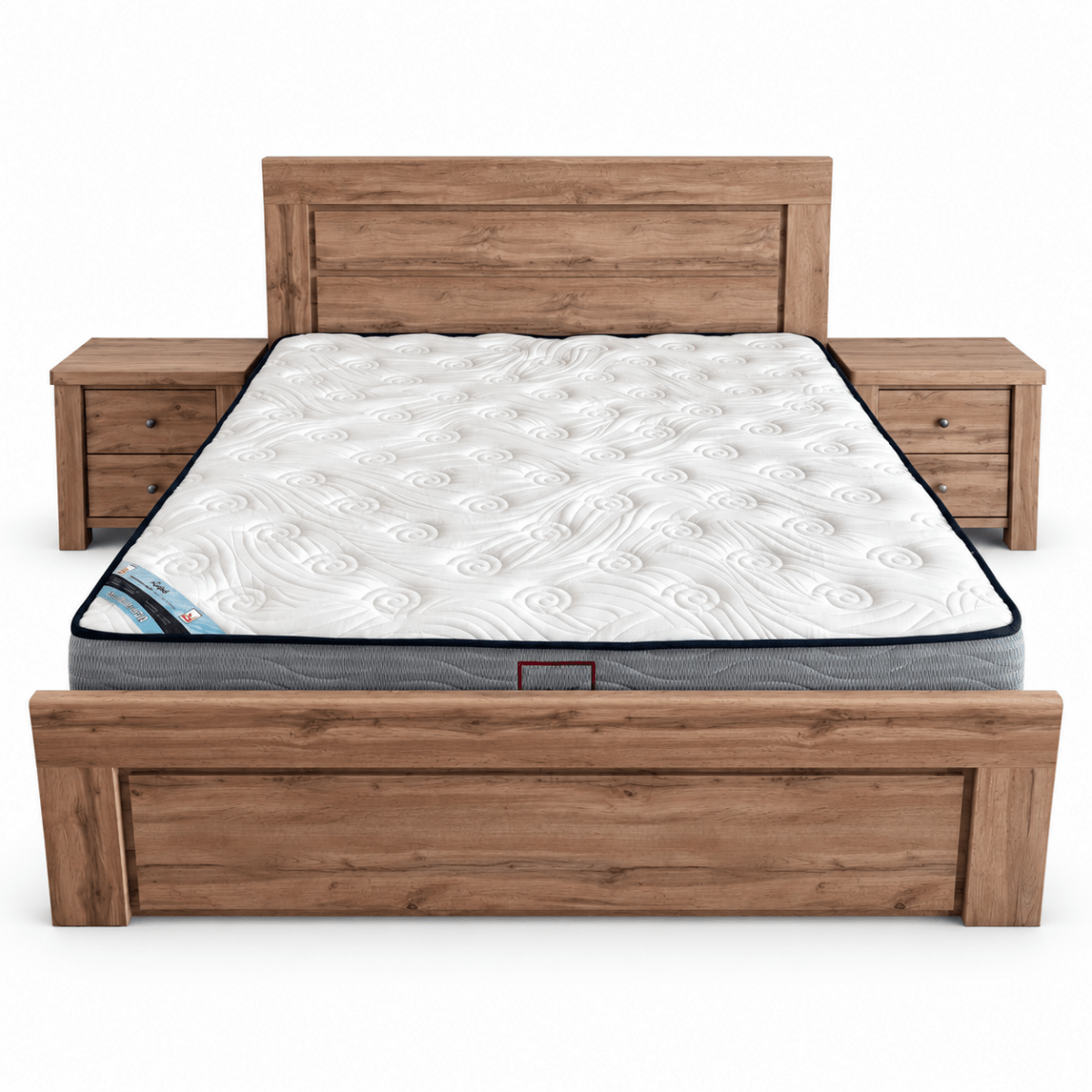 Home Centre Summer King Bedroom Set with Mattress, 2 Nightstands & 6-Drawer Dresser – 180 × 200 cm – Oak - Al Thahani Furniture