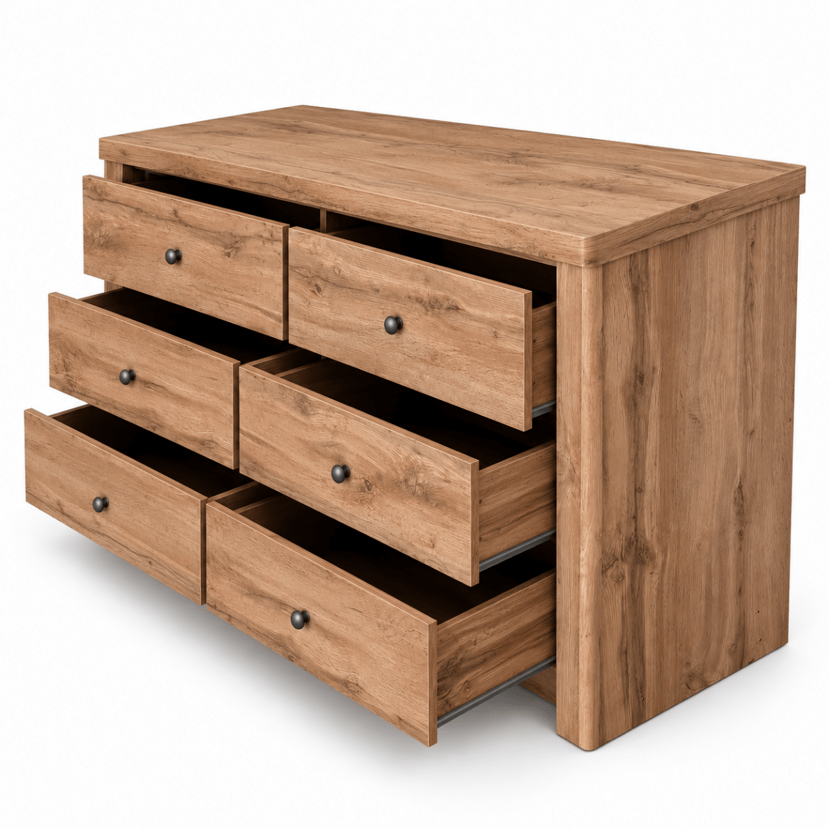 Home Centre Summer King Bedroom Set with Mattress, 2 Nightstands & 6-Drawer Dresser – 180 × 200 cm – Oak - Al Thahani Furniture