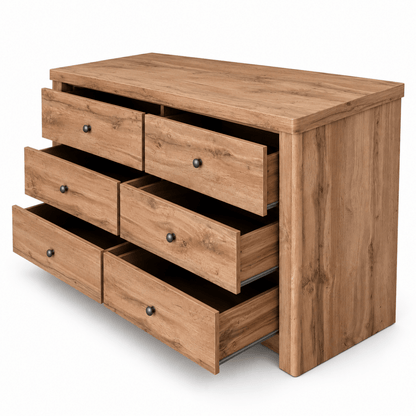 Home Centre Summer King Bedroom Set with Mattress, 2 Nightstands & 6-Drawer Dresser – 180 × 200 cm – Oak - Al Thahani Furniture