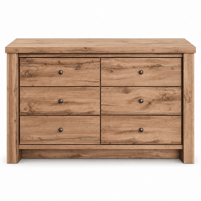 Home Centre Summer King Bedroom Set with Mattress, 2 Nightstands & 6-Drawer Dresser – 180 × 200 cm – Oak - Al Thahani Furniture