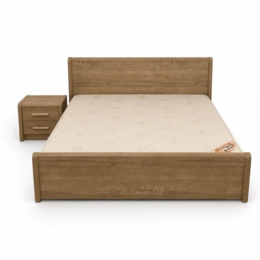 Home Centre Super King Bed with Mattress & 2-Drawer Side Table | 200x200 cm - used 5 months - Al Thahani Furniture