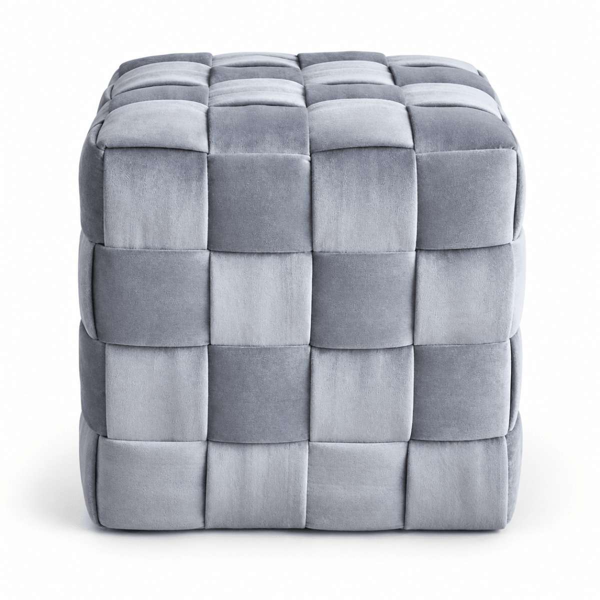 Home Centre Yasmin Velvet Ottoman – Grey – 45 × 45 × 45 cm - Al Thahani Furniture