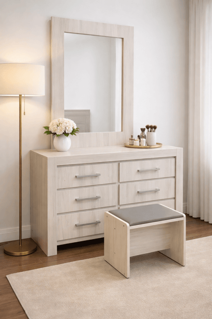 Home R Us Modern King Bedroom Set – Light Wood Finish – 4 - Piece Suite – King Size (180x200 cm) - althahanifurniture
