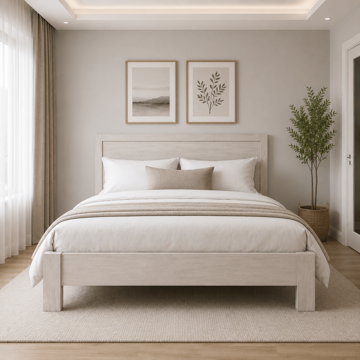 Home R Us Modern King Bedroom Set without Mattress – 4-Piece Suite – used 5 months - Al Thahani Furniture