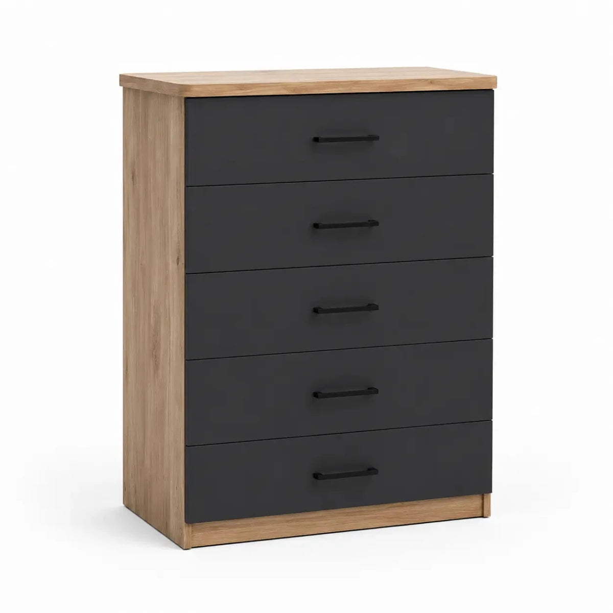 Home Urs April Chest of 5 Drawers | Ivory Oak & Anthracite - used 4 months - Al Thahani Furniture