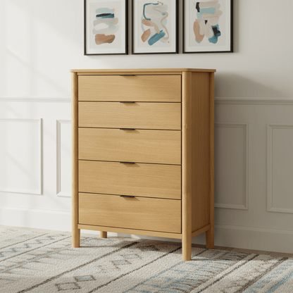 Home Urs Miller Chest of Drawers | Walnut, 5 Drawers - used 3 months - Al Thahani Furniture