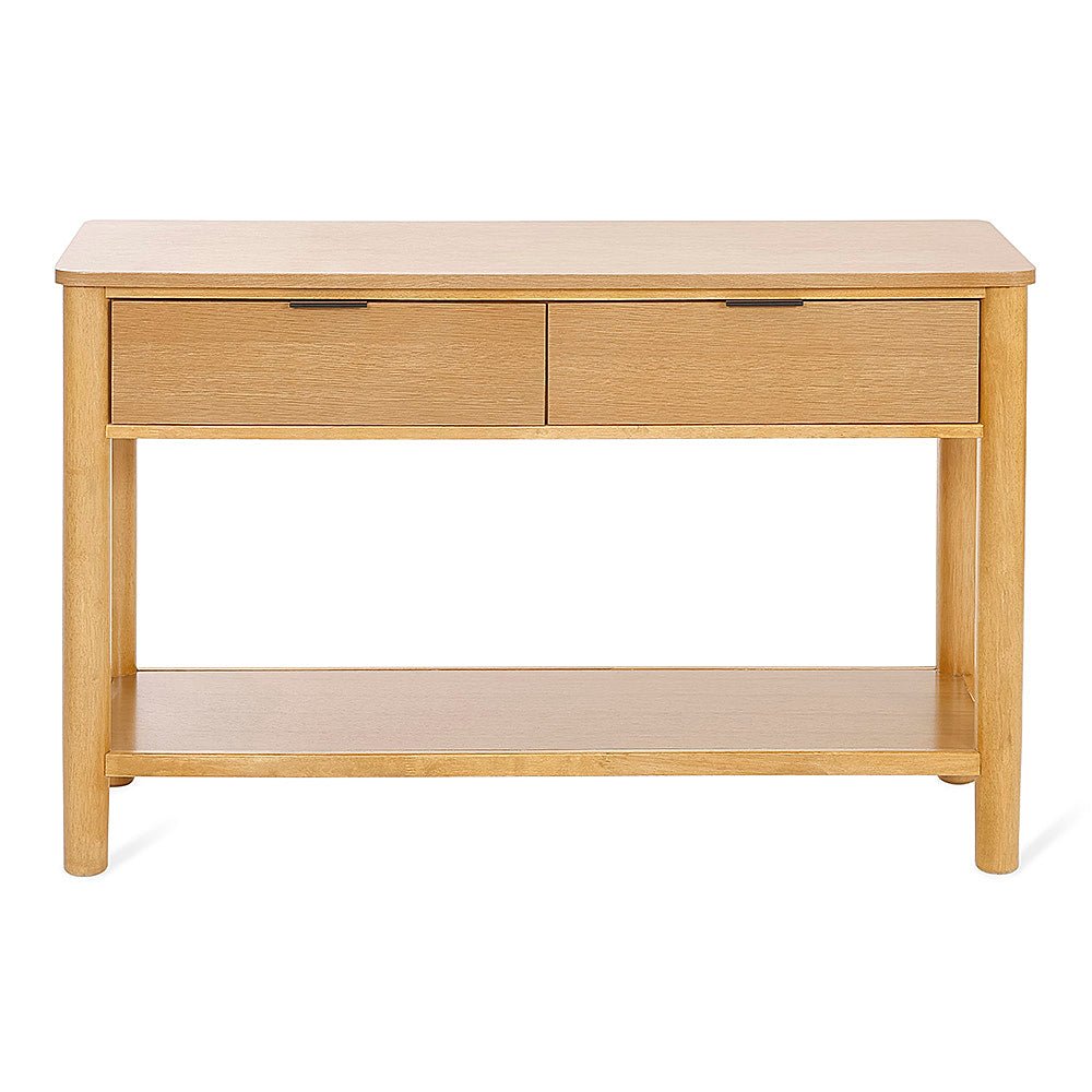 Home Urs Miller Console Table | Natural Oak, 2 Drawers & Shelf - used 4 months - Al Thahani Furniture