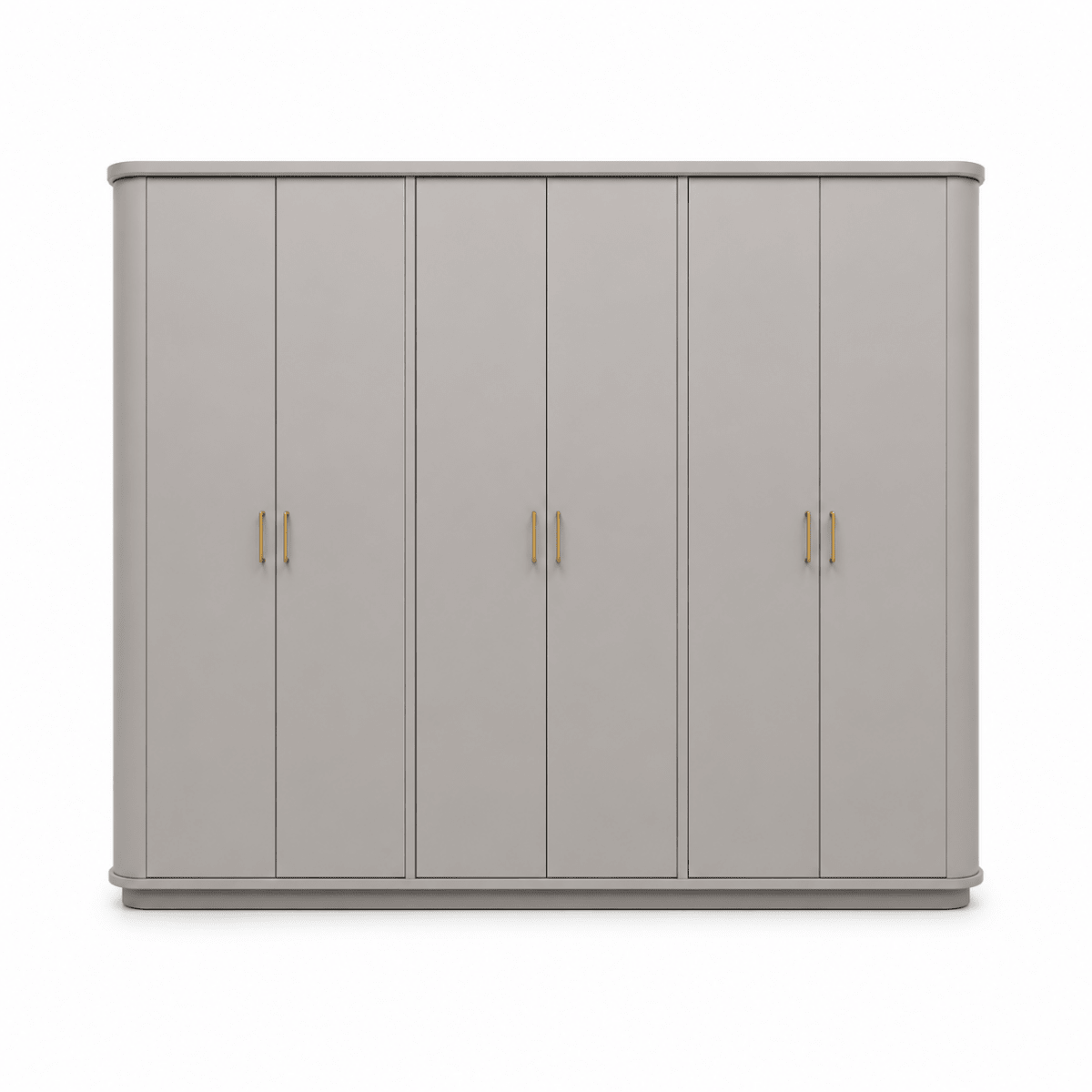 Home Urs New Selena 6-Door Wardrobe | Matte Beige/Stone-Grey, Gold Handles - used 5 months - Al Thahani Furniture