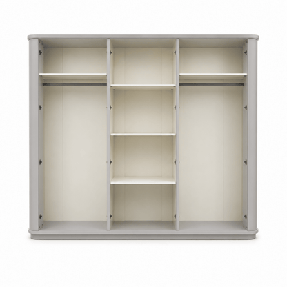 Home Urs New Selena 6-Door Wardrobe | Matte Beige/Stone-Grey, Gold Handles - used 5 months - Al Thahani Furniture