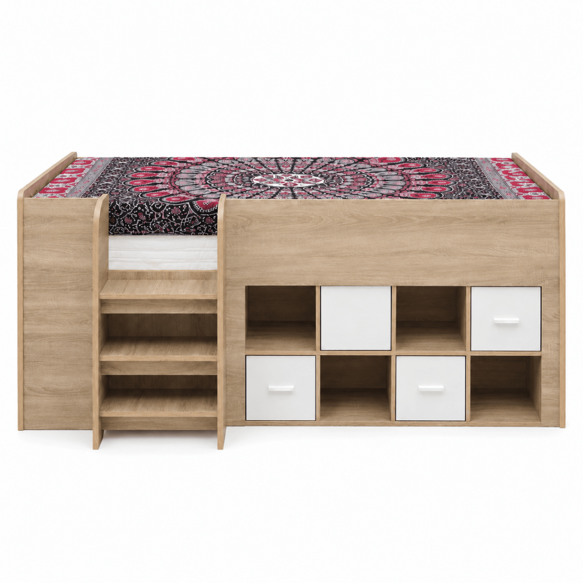 Homebox Cooper Costagat Single High Storage Bed Set with Mattress, 90x190 cm - used 8 months - Al Thahani Furniture