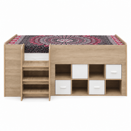 Homebox Cooper Costagat Single High Storage Bed Set with Mattress, 90x190 cm - used 8 months - Al Thahani Furniture