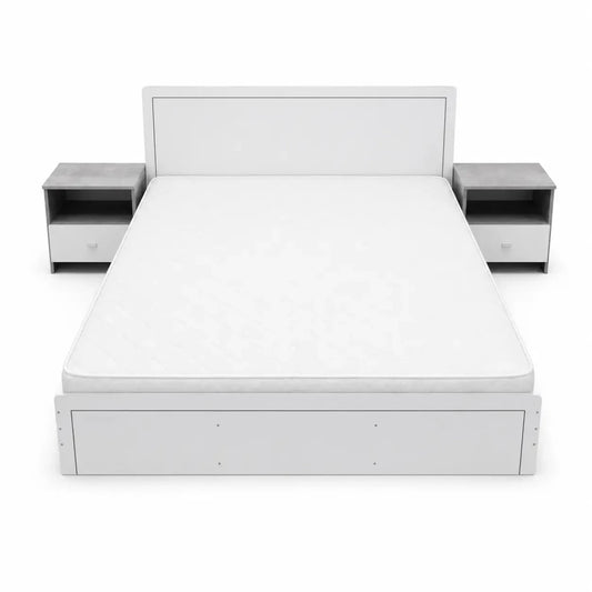 Homebox Oasis King Bedroom Set with Dresser & Wardrobe | White, 180x200 cm - used 8 months - Al Thahani Furniture