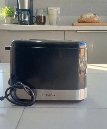 Homey 2 - Slice Toaster | Black with Stainless Steel Base - althahanifurniture