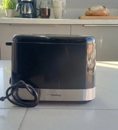 Homey 2 - Slice Toaster | Black with Stainless Steel Base - althahanifurniture
