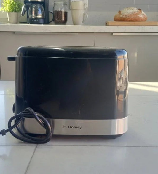 Homey 2 - Slice Toaster | Black with Stainless Steel Base - althahanifurniture